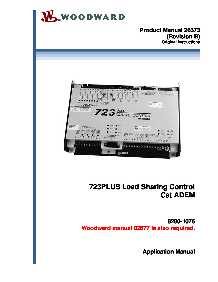 First Page Image of 8280-1076 Woodward 723PLUS Load Sharing Control Cat ADEM 26373.pdf